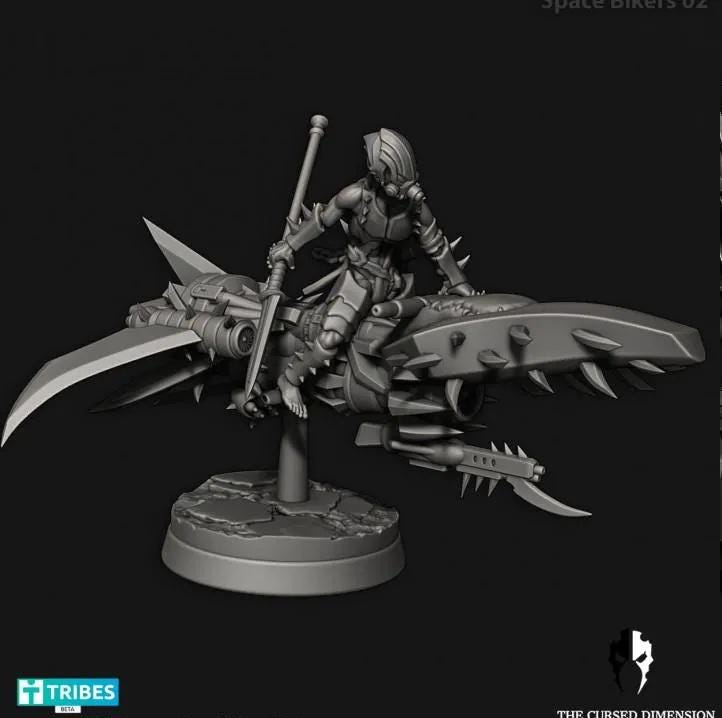 Cursed Elves Jetbikes | 32/28mm Heroic-Scale Sci-Fi Bike Miniatures