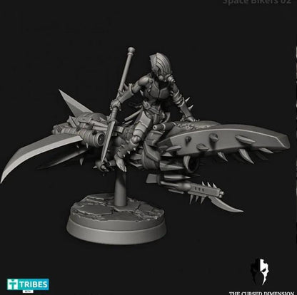 Cursed Elves Jetbikes | 32/28mm Heroic-Scale Sci-Fi Bike Miniatures