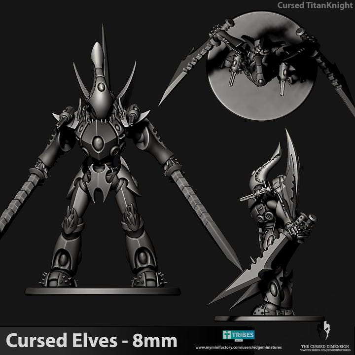 Cursed Elves Titan Knight | 8mm Epic Scale Sci-Fi Titan Miniature
