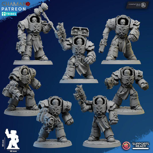 Temple Exterminators | 32/28mm Heroic-Scale Sci-Fi Heavy Power Armour Infantry