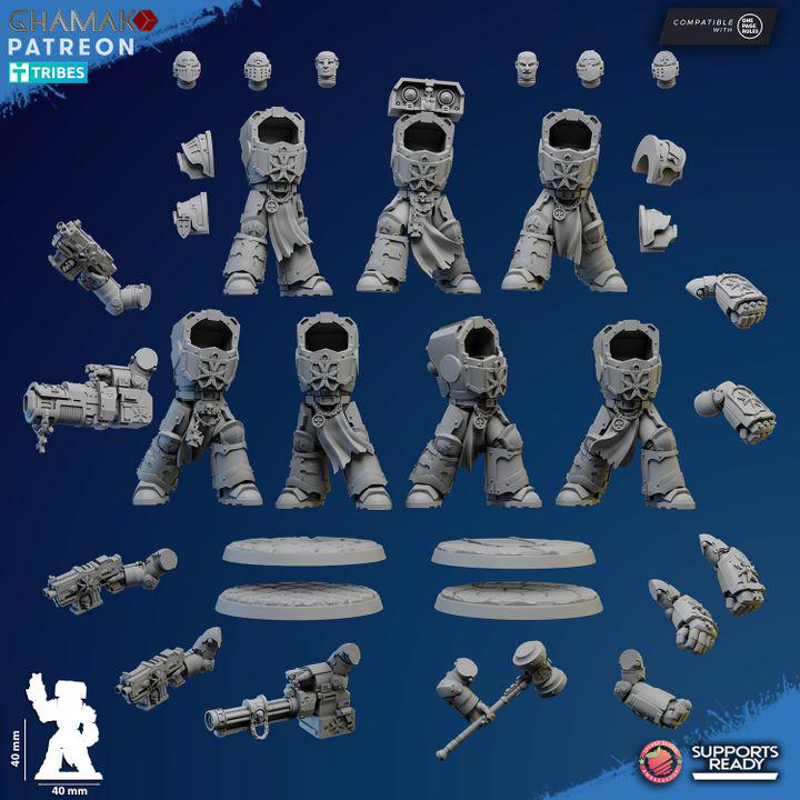 Temple Exterminators | 32/28mm Heroic-Scale Sci-Fi Heavy Power Armour Infantry