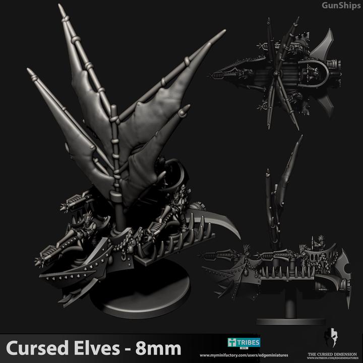 Cursed Elves Gun Ships | 8mm Epic Scale Sci-Fi Vehicle Miniatures