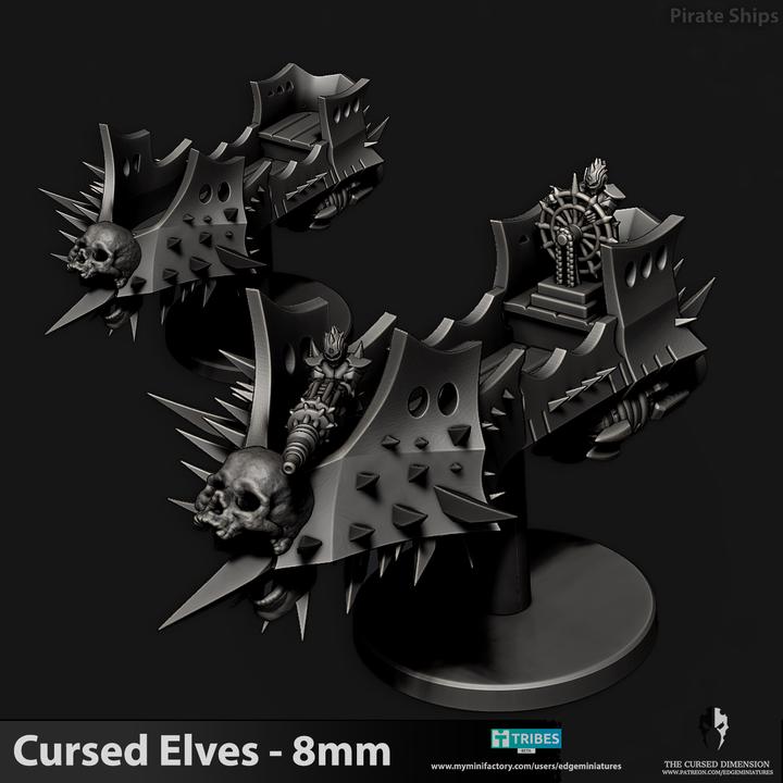 Cursed Elves Pirate Ships | 8mm Epic Scale Sci-Fi Vehicle Miniatures
