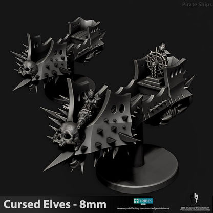 Cursed Elves Pirate Ships | 8mm Epic Scale Sci-Fi Vehicle Miniatures
