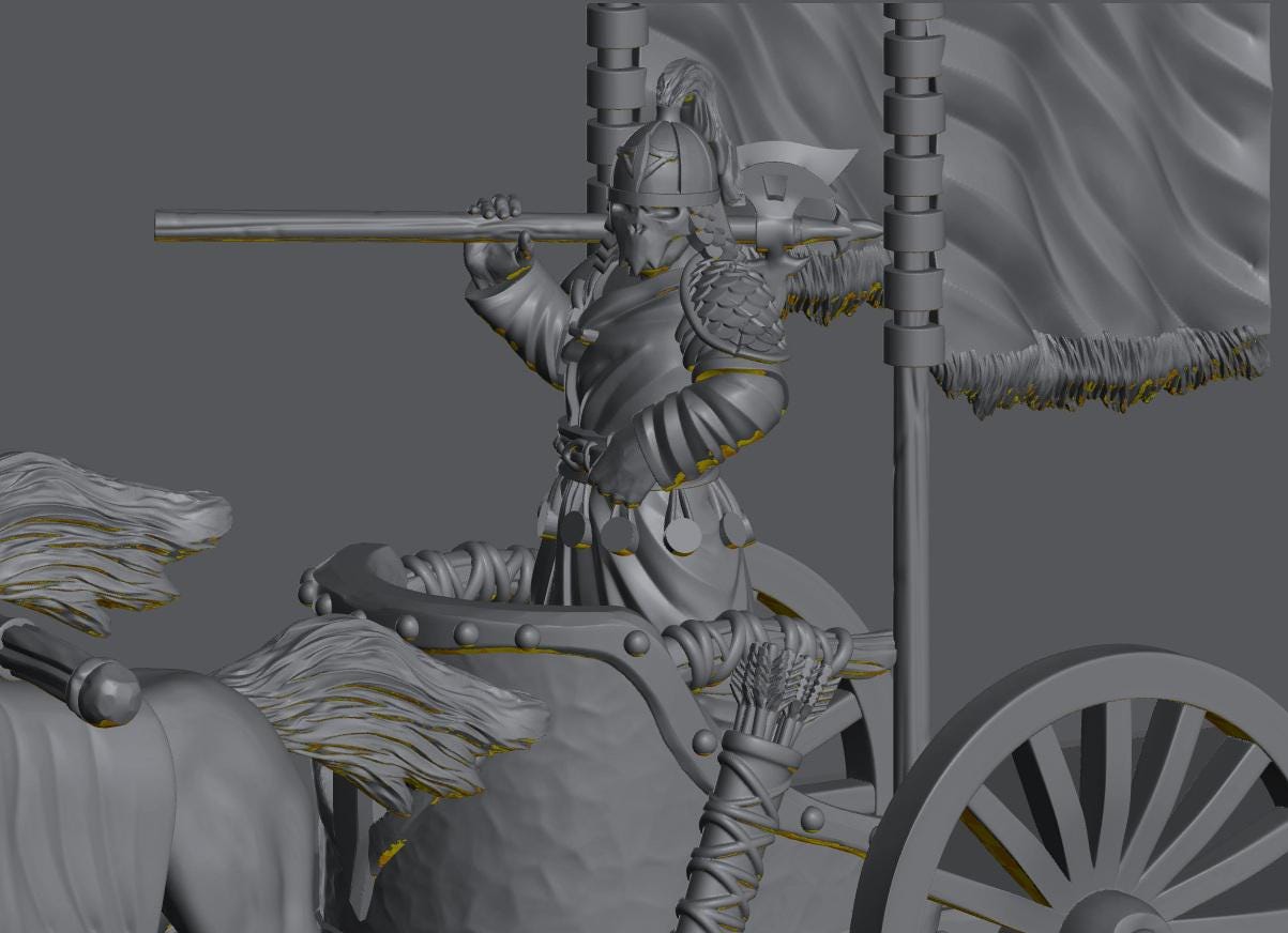 Chariot Raiders Warrior on Chariot | 28mm Scale Fantasy War Machine Miniatures