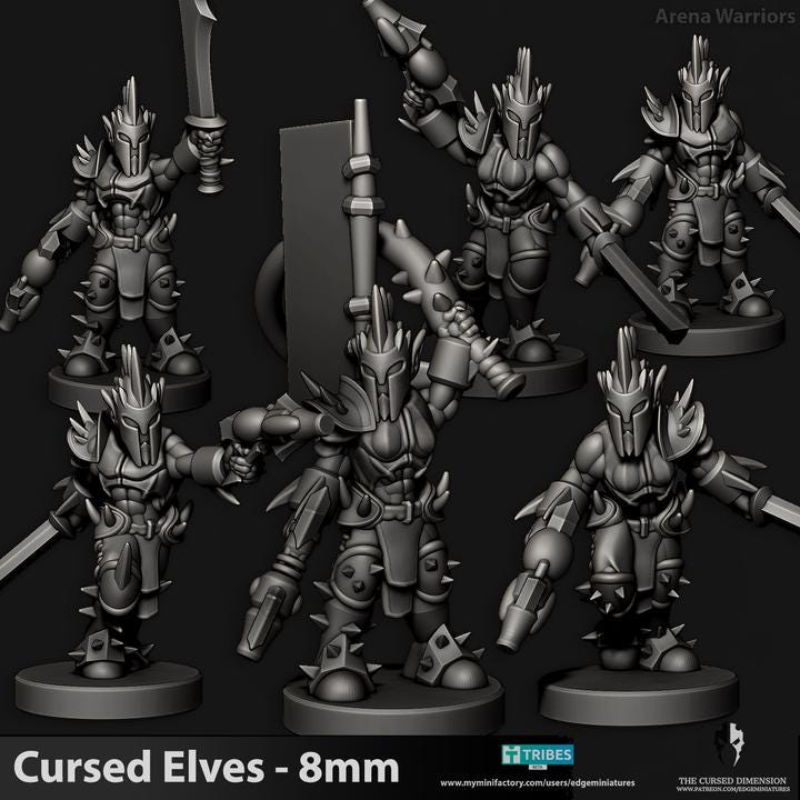 Cursed Elves Warriors | 8mm Epic Scale Sci-Fi Infantry Miniatures