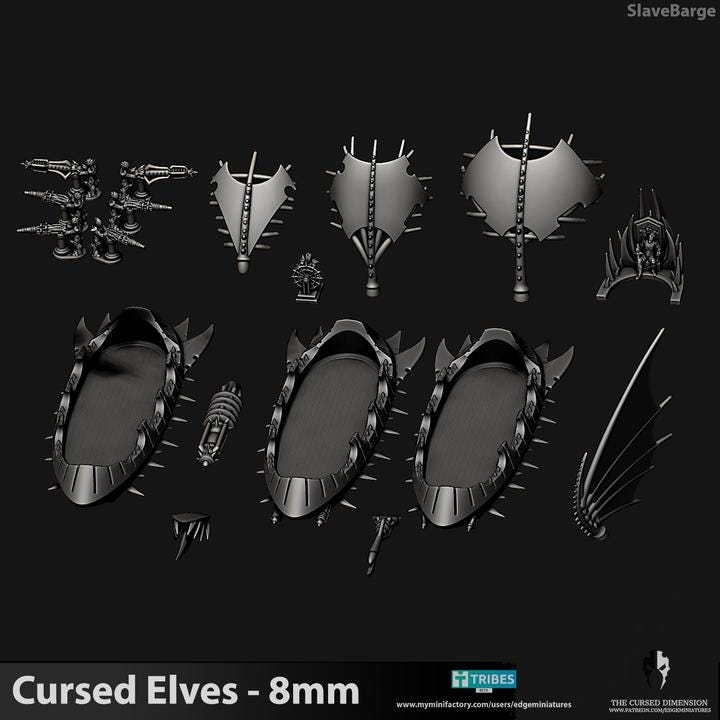 Cursed Elves Slave Barge | 8mm Epic Scale Sci-Fi Vehicle Miniatures