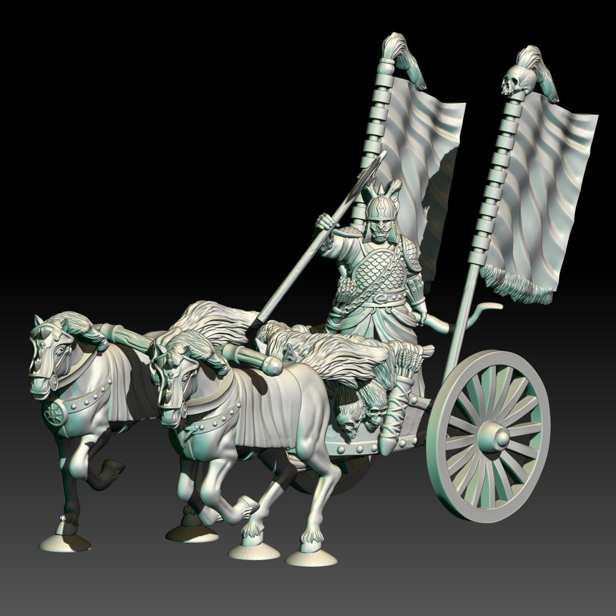 Chariot Raiders King | 28mm Scale Fantasy War Machine Miniatures