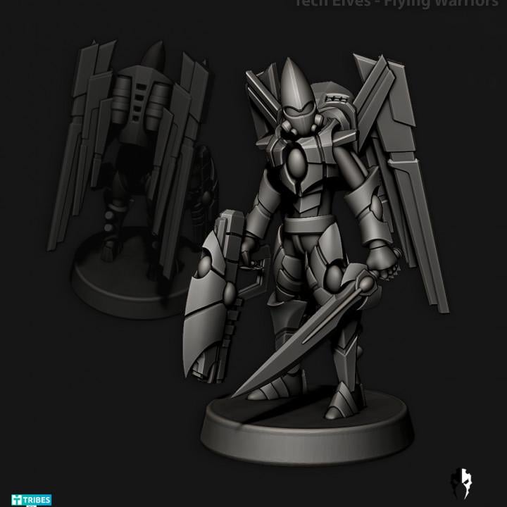 Tech Elves Flying Warriors | 32/28mm Heroic-Scale Sci-Fi Miniatures
