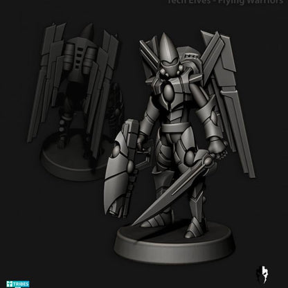 Tech Elves Flying Warriors | 32/28mm Heroic-Scale Sci-Fi Miniatures