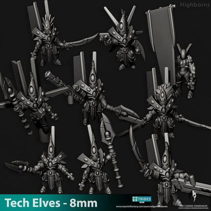 Tech Elves Highborns | 8mm Epic Scale Sci-Fi Infantry Miniatures