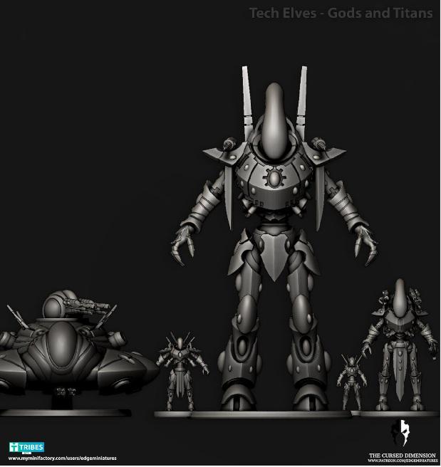 Tech Elves/Cursed Elves Titan Knight | 32/28mm Heroic-Scale Sci-Fi  Miniatures