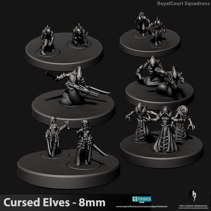 Cursed Elves Royal Court | 8mm Epic Scale Sci-Fi Infantry Miniatures