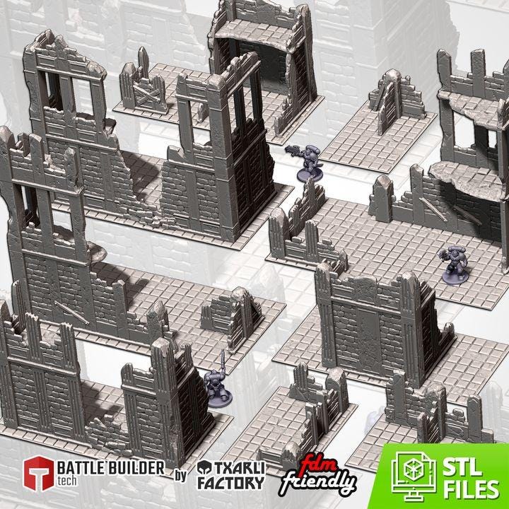City Ruins (Old School)| 32/28mm Wargaming Scenery and Miniature Terrain