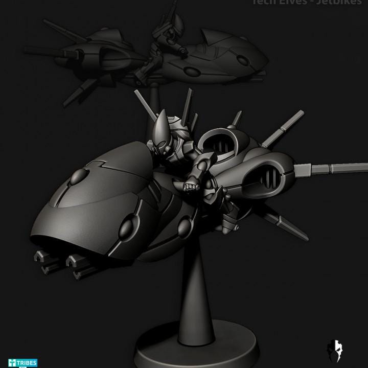 Tech Elves Jetbikes | 32/28mm Heroic-Scale Sci-Fi Bike Miniatures