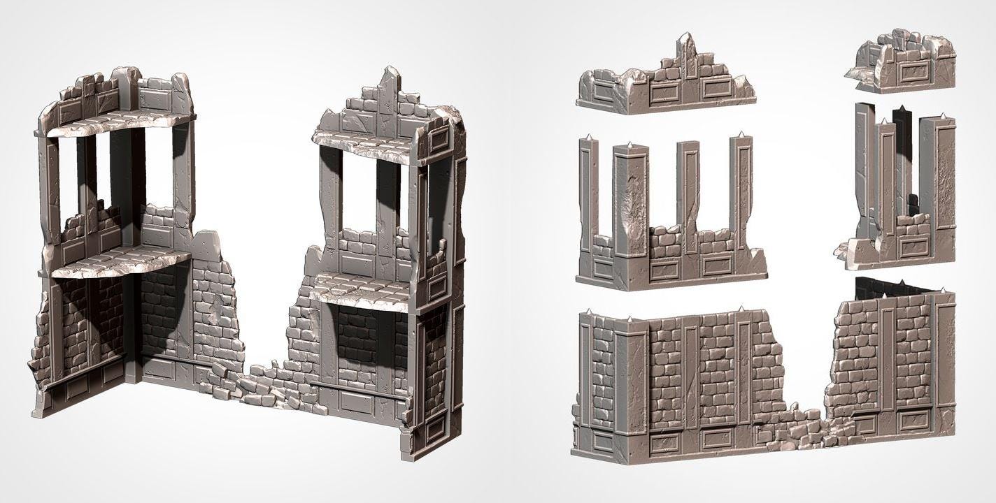 City Ruins (Old School)| 32/28mm Wargaming Scenery and Miniature Terrain
