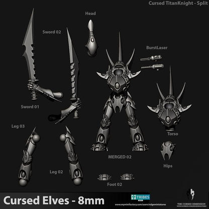 Cursed Elves Titan Knight | 8mm Epic Scale Sci-Fi Titan Miniature