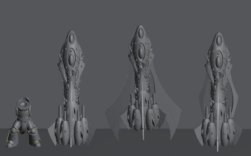 Tech Elves Fleet Scale Dreadnaught | Space Fleet Scale Sci-Fi Miniatures