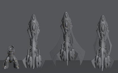 Tech Elves Fleet Scale Dreadnaught | Space Fleet Scale Sci-Fi Miniatures