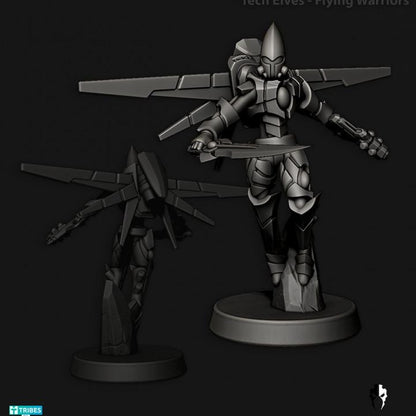 Tech Elves Flying Warriors | 32/28mm Heroic-Scale Sci-Fi Miniatures