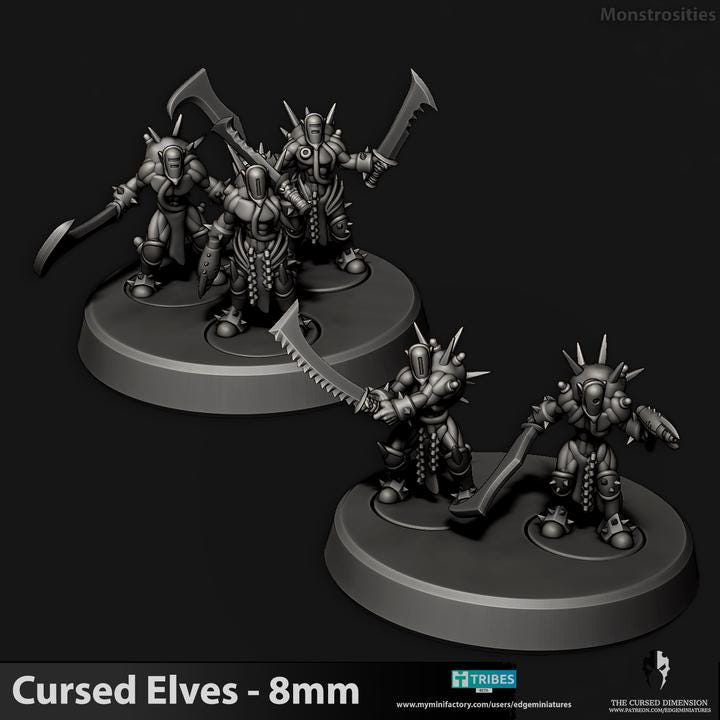 Cursed Elves Monstrosities | 8mm Epic Scale Sci-Fi Infantry Miniatures