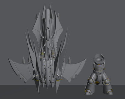 Cursed Elves Fleet Scale Dreadnaught | Fleet Scale Sci-Fi Miniatures