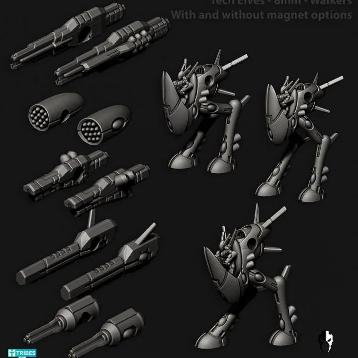 Tech Elves Walkers | 8mm Epic Scale Sci-Fi Walker Miniature