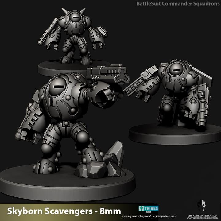 Skyborn Battlesuit Commanders | 8mm Epic Scale Sci-Fi Walker Miniature