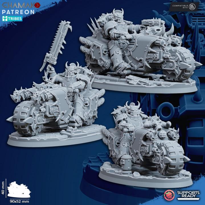 Heretic Traitor Bikes | 32/28mm Heroic-Scale Sci-Fi Power Armoured Bikes