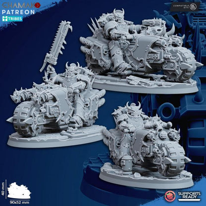 Heretic Traitor Bikes | 32/28mm Heroic-Scale Sci-Fi Power Armoured Bikes