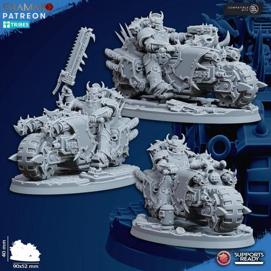 Heretic Traitor Bikes | 32/28mm Heroic-Scale Sci-Fi Power Armoured Bikes