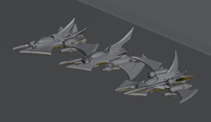 Cursed Elves Fleet Scale Fighters | Space Fleet Scale Sci-Fi Miniatures