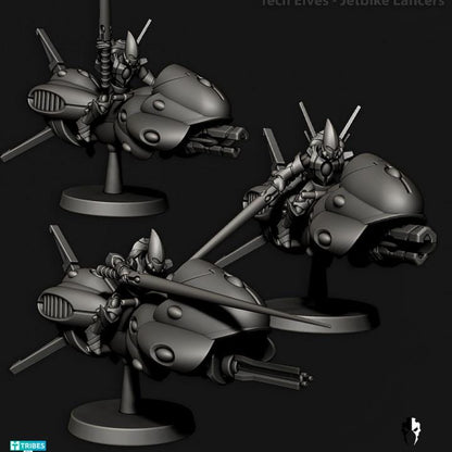 Tech Elves Jetbikes | 32/28mm Heroic-Scale Sci-Fi Bike Miniatures