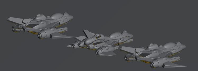 Tech Elves Fleet Scale Fighters | Space Fleet Scale Sci-Fi Miniatures