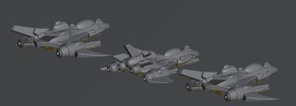 Tech Elves Fleet Scale Fighters | Space Fleet Scale Sci-Fi Miniatures