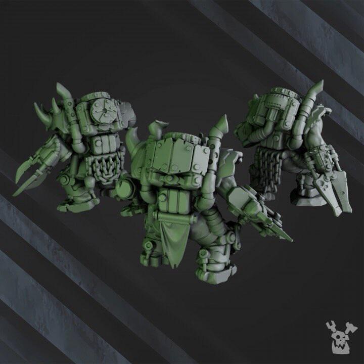 Porkaz Heavy Strikerz Posse | 32/28mm Heroic-Scale Sci-Fi Heavy Infantry Miniatures