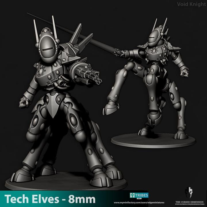 Tech Elves Void Knight | 8mm Epic Scale Sci-Fi Titan Miniature