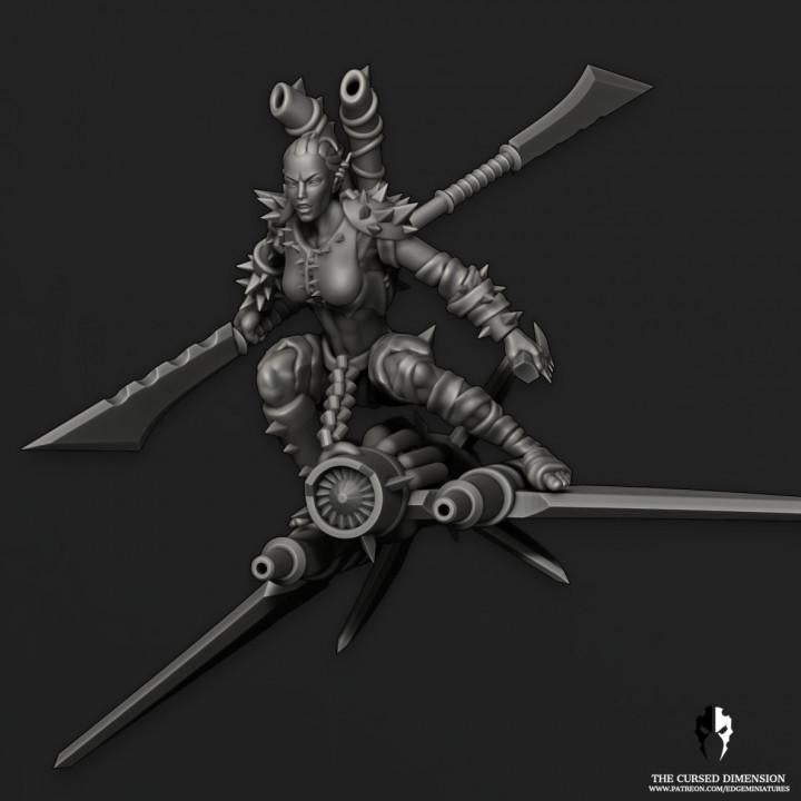 Cursed Elves Speed Freak Riders | 32/28mm Heroic-Scale Sci-Fi Miniatures