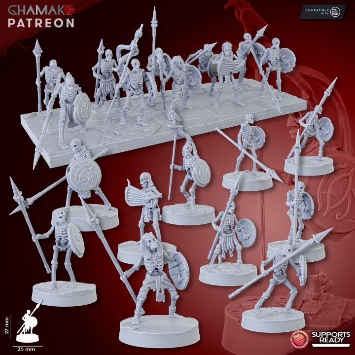 Undead Pharaohs Sand Skeletons | 28mm Heroic-Scale Fantasy Infantry Miniatures