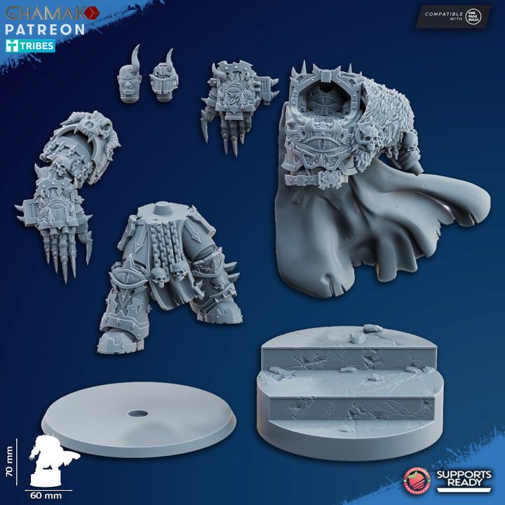 Asmodeus Supreme Heretic | 32/28mm Heroic-Scale Sci-Fi Heavy Power Armour Infantry Leader