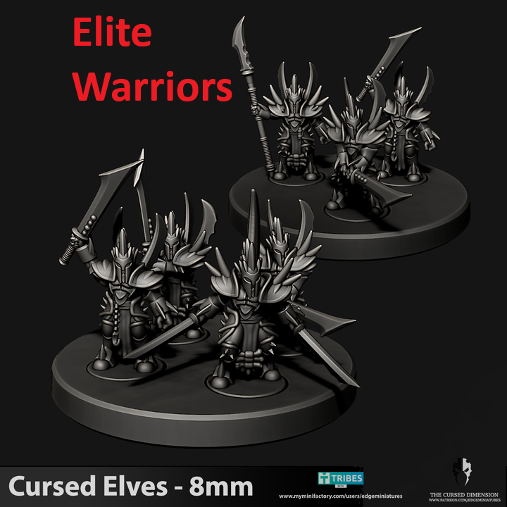 Cursed Elves Warriors | 8mm Epic Scale Sci-Fi Infantry Miniatures