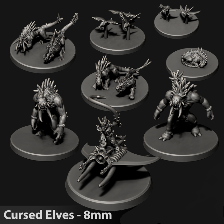 Cursed Elves/Tech Pirates Beast Squadron | 8mm Epic Scale Sci-Fi Infantry Miniatures