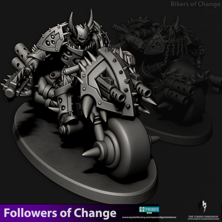 Followers of Change Bikers | 32/28mm Heroic-Scale Sci-Fi Heavy Infantry Bikers