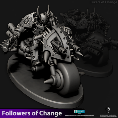 Followers of Change Bikers | 32/28mm Heroic-Scale Sci-Fi Heavy Infantry Bikers