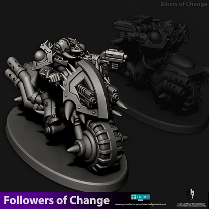 Followers of Change Bikers | 32/28mm Heroic-Scale Sci-Fi Heavy Infantry Bikers