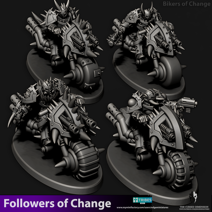 Followers of Change Bikers | 32/28mm Heroic-Scale Sci-Fi Heavy Infantry Bikers