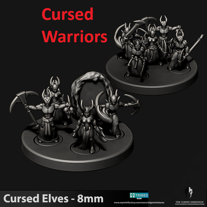 Cursed Elves Warriors | 8mm Epic Scale Sci-Fi Infantry Miniatures