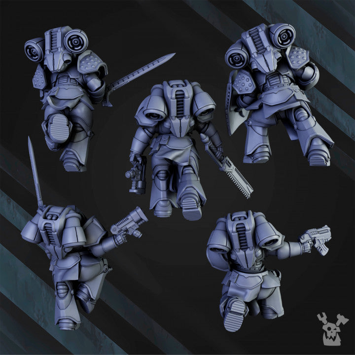 Jetpack Warrior Squad | 32/28mm Heroic-Scale Sci-Fi Power Armoured Infantry