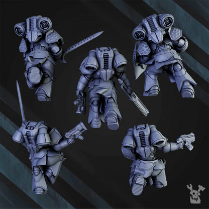 Jetpack Warrior Squad | 32/28mm Heroic-Scale Sci-Fi Power Armoured Infantry