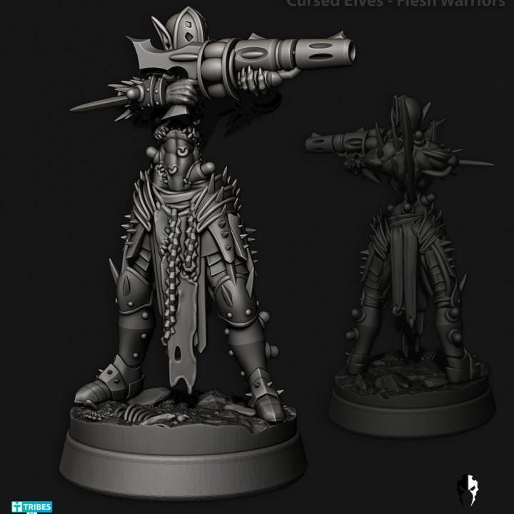 Cursed Elves Warriors | 32/28mm Heroic-Scale Sci-Fi Infantry Miniatures